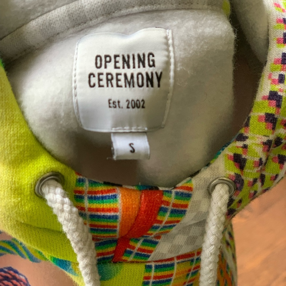 EUC Opening Ceremony Multi Color Geometric World Hand Printed Y2K Hoodie - Picture 5 of 5